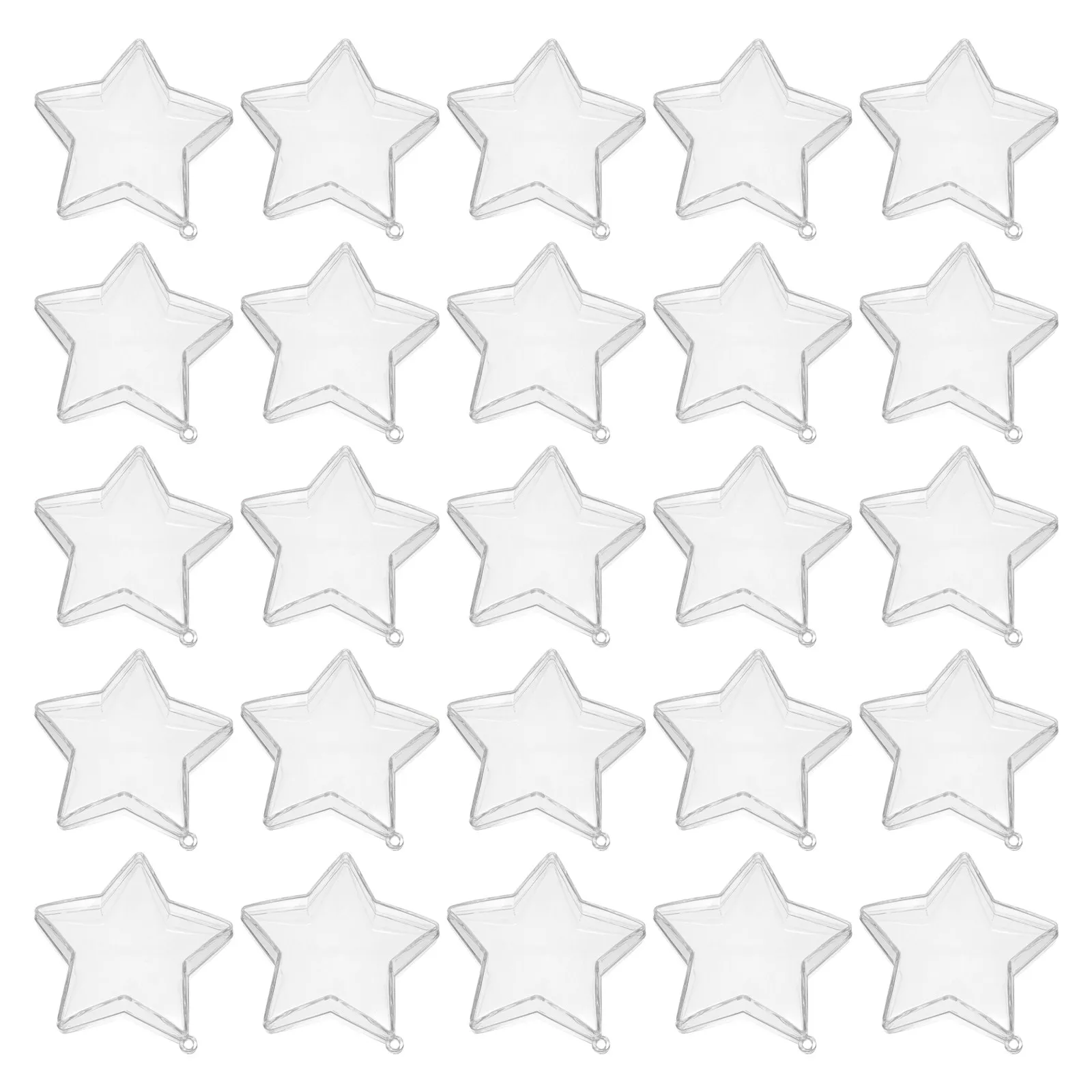 25Pcs Transparent Star Shaped Box Clear Fillable Bauble Hanging Decoration Christmas Party Favor Holiday Treat Container Star