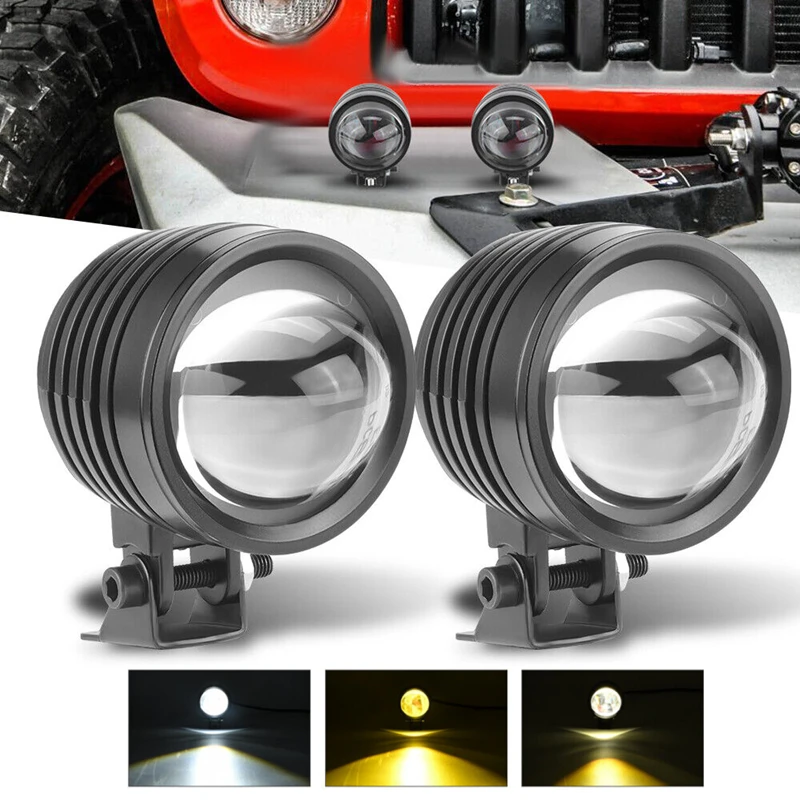 

Motorbike LED Spotlight White Yellow High-Lo Beam Driving Fog Light Headlight Auxiliary Lamp for Trucks SUV Dirt Bike Cars UTV