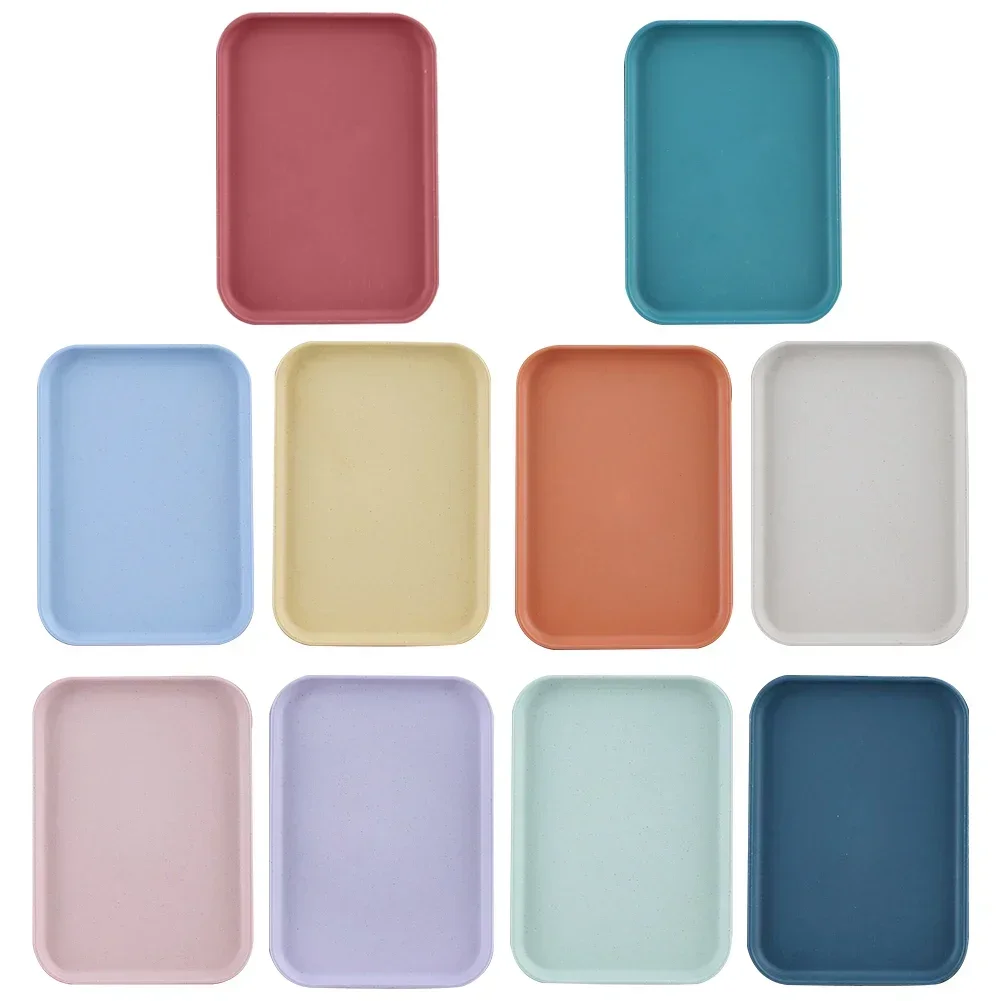 Storage Tray Colorful Plastic Tray Food Bread Pan Rectangular Storage  Dessert Pallet 24*17*1.5 Kitchen Tools Gadgets