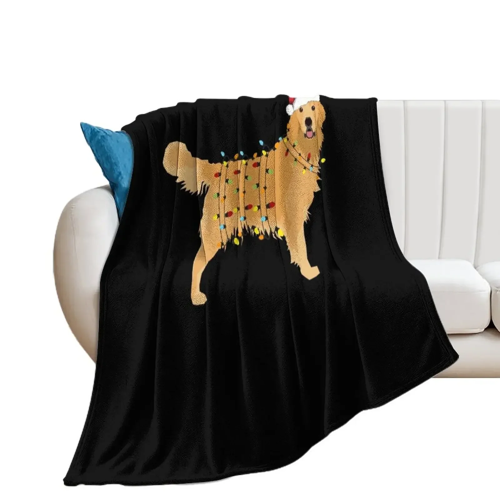 

Golden Retriever Holiday Christmas Light Throw Blanket Plaid on the sofa heavy to sleep warm winter Thin Blankets