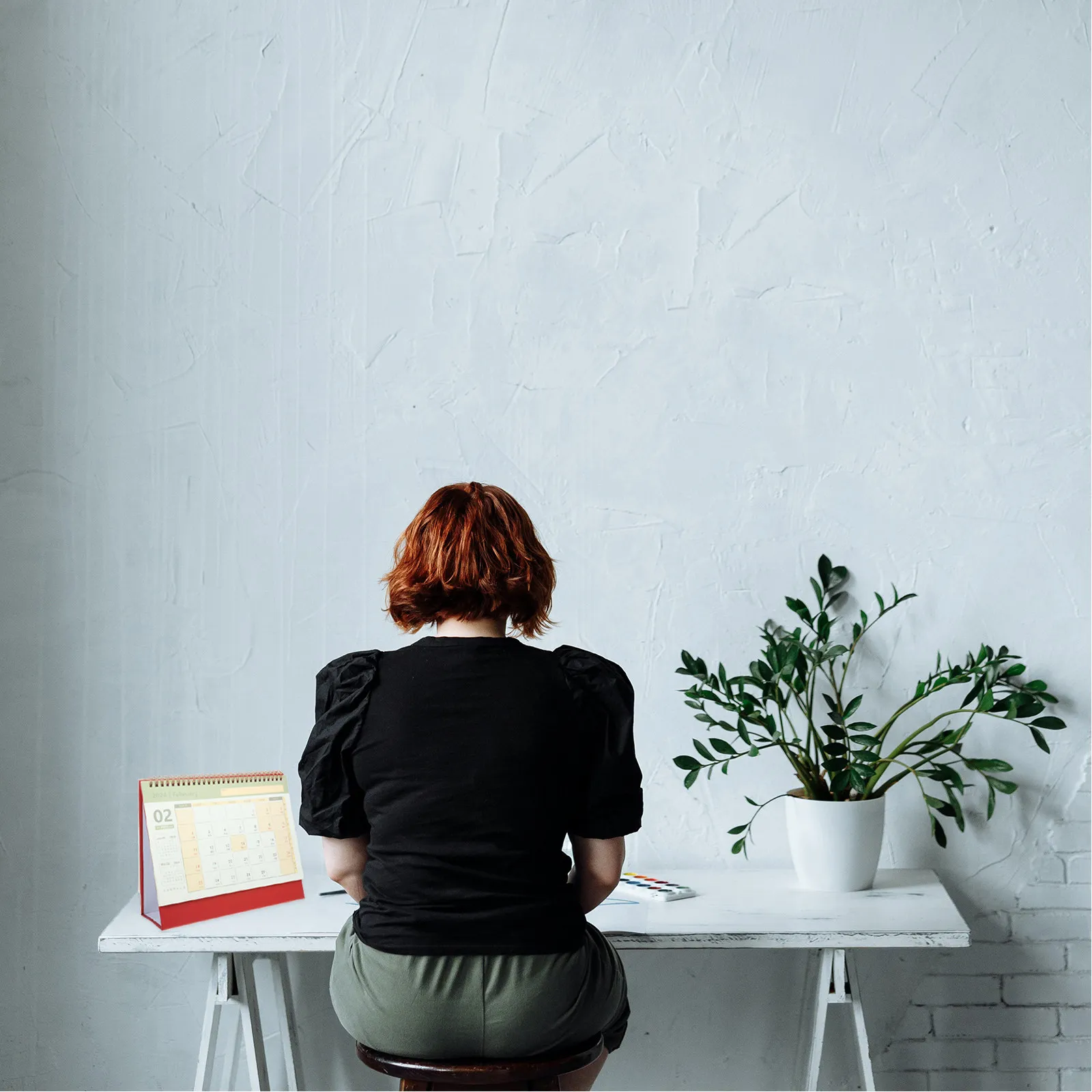 

Delicate Month Calendar Desk Aesthetic Minimalistic Decor Red Decorative Standing