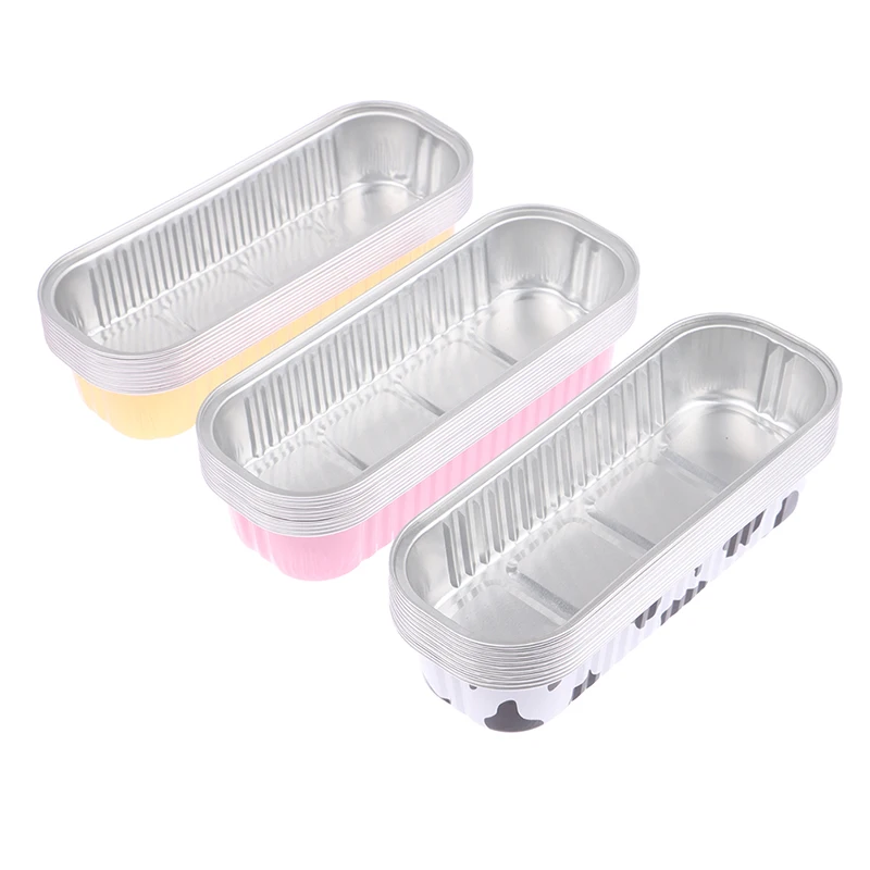 10 Stück 200 ml Aluminiumfolie Backen Kuchen Box Rechteckige Zinn Cupcake Backform Pudding Box Käse Dessert Tasse