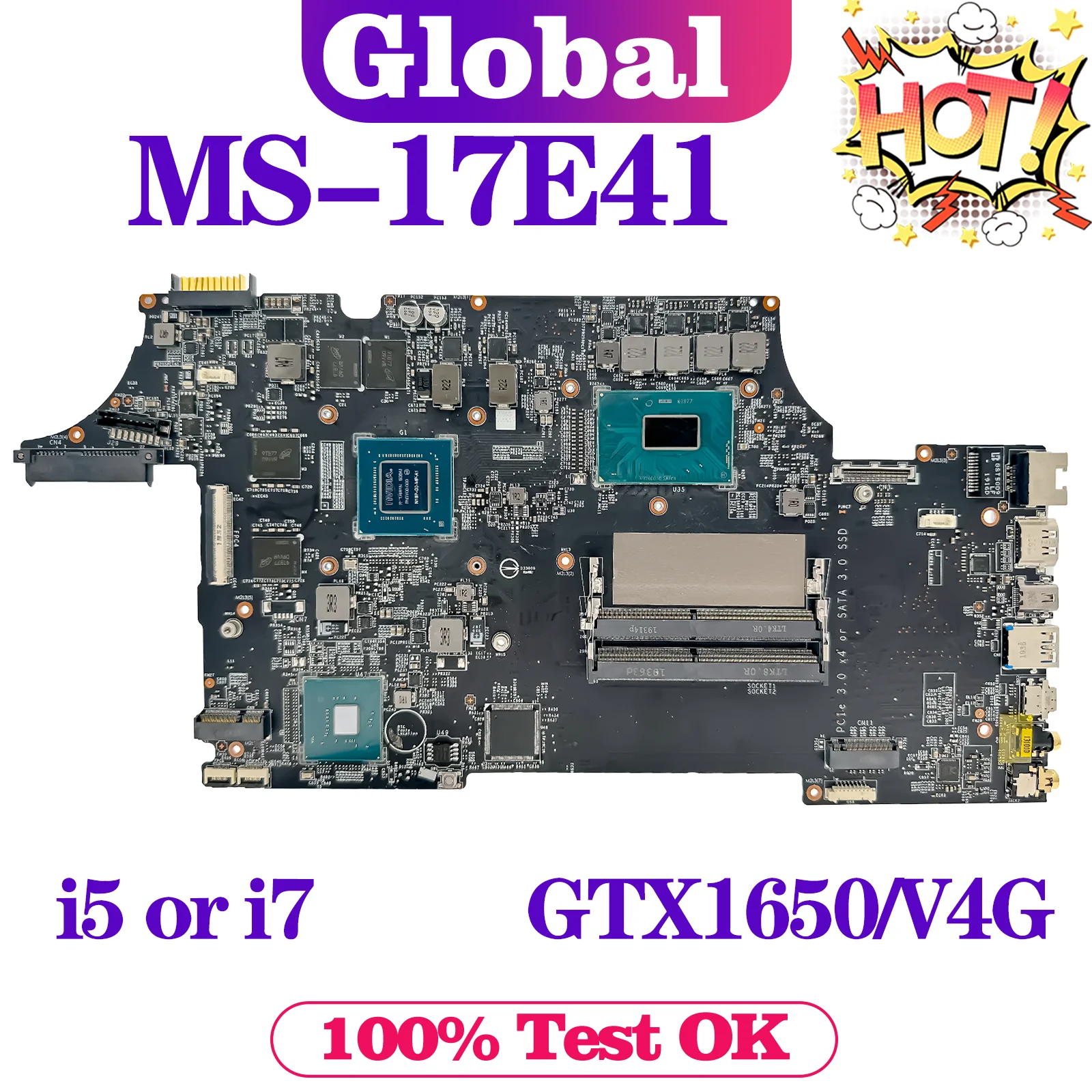 KEFU MS-17E41 Mainboard For MSI MS-17E4 Laptop Motherboard i5 i7 9th Gen GTX1650/V4G