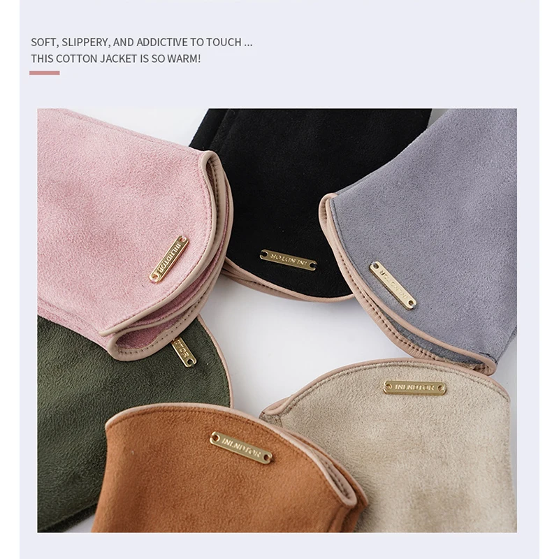 جديد الخريف والشتاء النساء الجلد المدبوغ الدفء رقيقة الصوف لا تنفخ تسرب أصابع صدفي الدراجات قفازات أنيقة الموضة