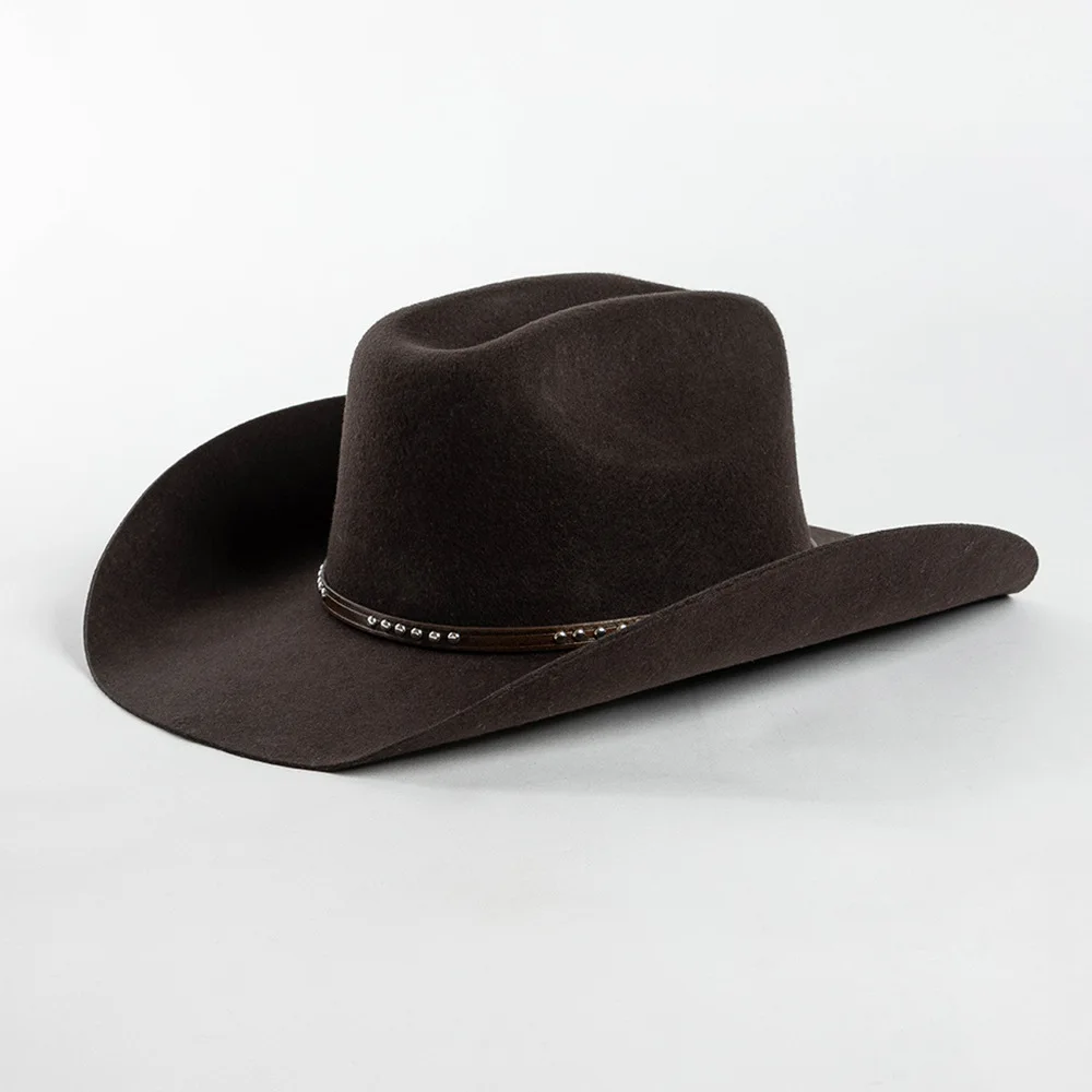 100% Wool Western Cowboy Hats for Unisex Vintage Big-edge Lady Cowgirl Jazz Hat Men's Gentleman Cloche Church Caps