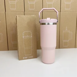 SL Tumbler 30oz Stainless Steel Car Mug with Handle Straw Double Wall Thermal Iced Travel Vacuum Insulated Coffee Cup