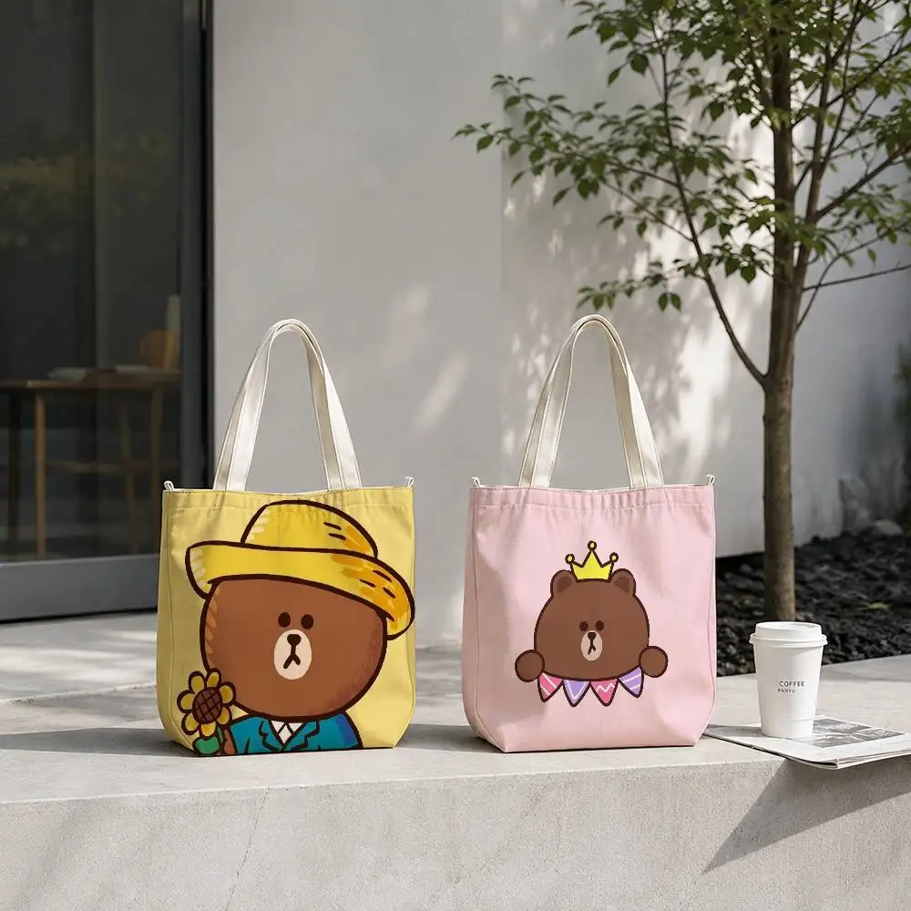 Cartoon L-LINE F-Friends Tote Bag for Women Reusable Shopping Tote Bag Zippered Shoulder Bags Print