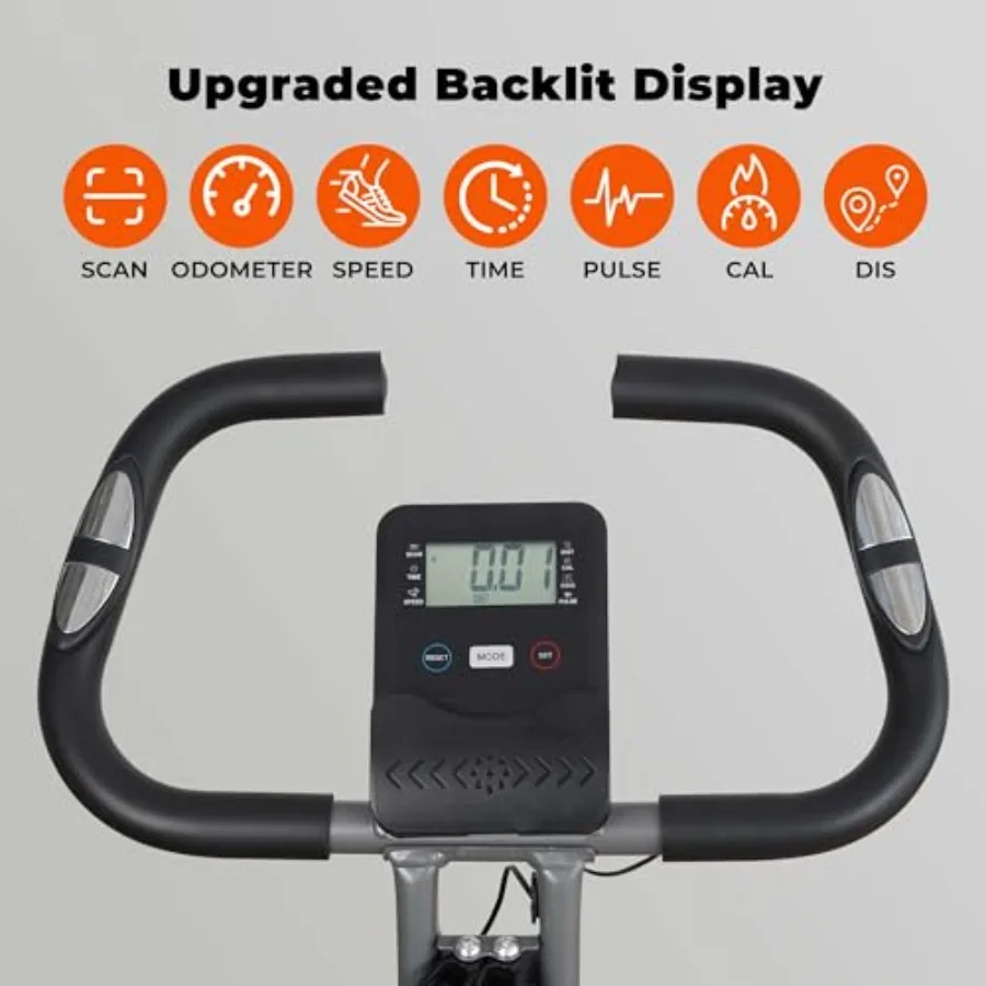 دراجة تمرين راقية للتمرين المنزلي مع تصميم قابل للطي وأشرطة مقاومة للذراع ومستشعر النبض وشاشة LCD مثالية للسيارة الداخلية