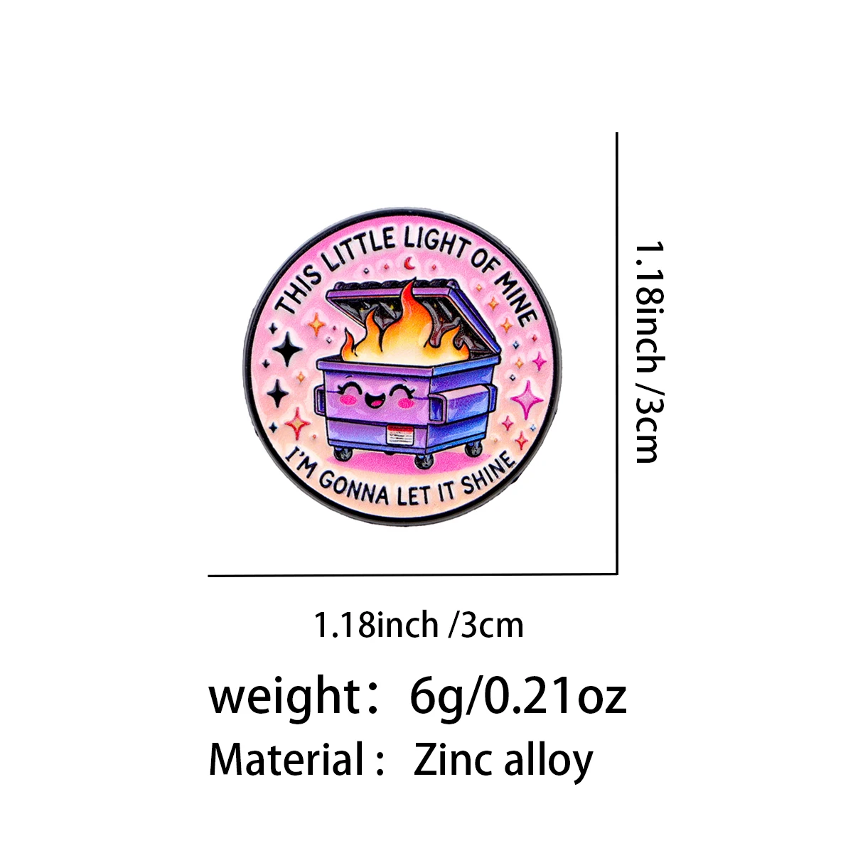 9pcs Dumpster Fire Enamel Pin Funny Quotes Lapel Badge Cute Cartoon Trash Can Brooch for Backpack Clothing Decor Gift