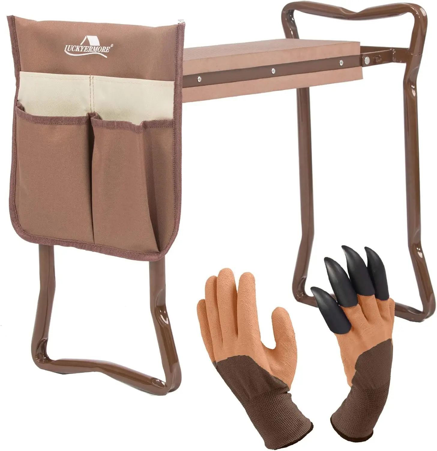 

Garden Kneeler And Seat Folding Kneeling Bench Stool With Tool Pouches Soft Eva Foam For Gardening,Asiento Garden Kneeler,Brown