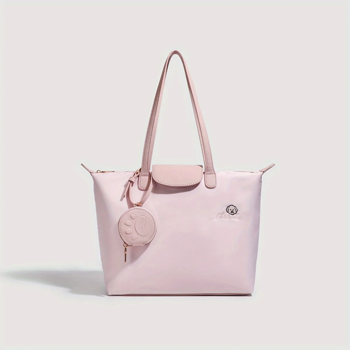 

New Large Capacity Dog Embroidery Shoulder Bag for Women Cute Casual Tote Purse with Pendant, Spacious Handheld Crossbody Bag