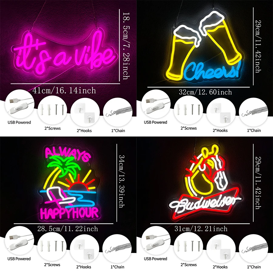 It'S A Vibe Led Neon Sign, Beer Icon Business Signboard, Suitable For Bar Club Men'S Cave Shop Window Art Decor, Party Gifts.