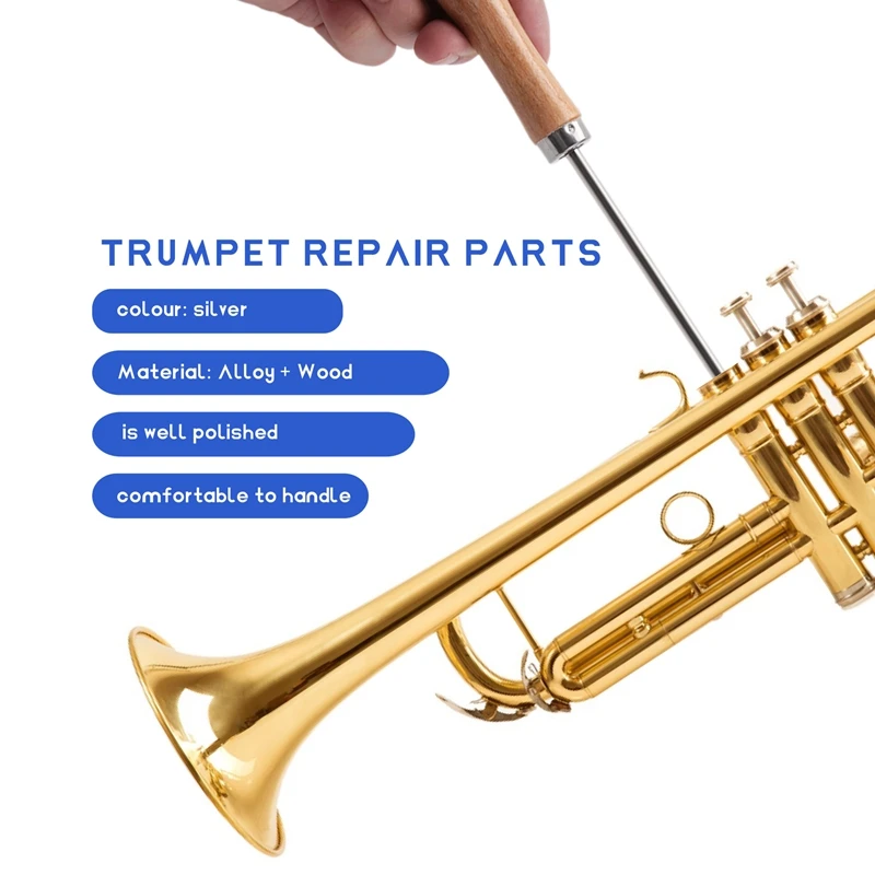 ABXI Trumpet Elbow Repair Horn Maintenance Wrench With Solid Wood Handle Trumpet Mouth Tools For Trumpet French Horn