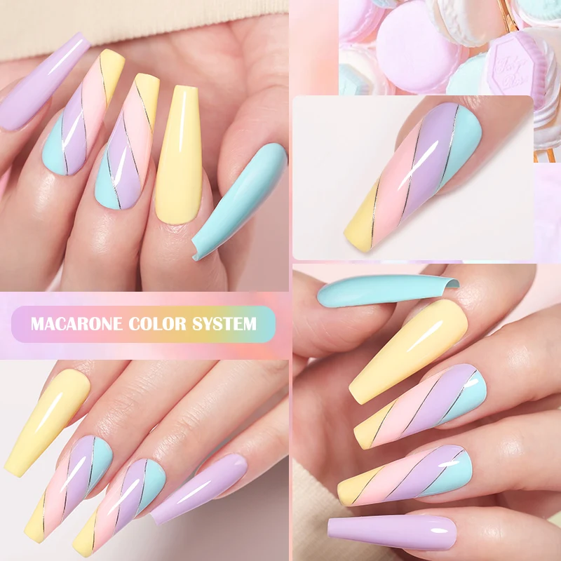 Lilycute น้ำยาทาเล็บเจลมาการอง7มล. สีลูกกวาดสีทาเล็บ Vernis กึ่งถาวร UV แอลอีดีแช่น้ำยาทาเล็บเจลเคลือบเงาด้านบนแบบทำมือ