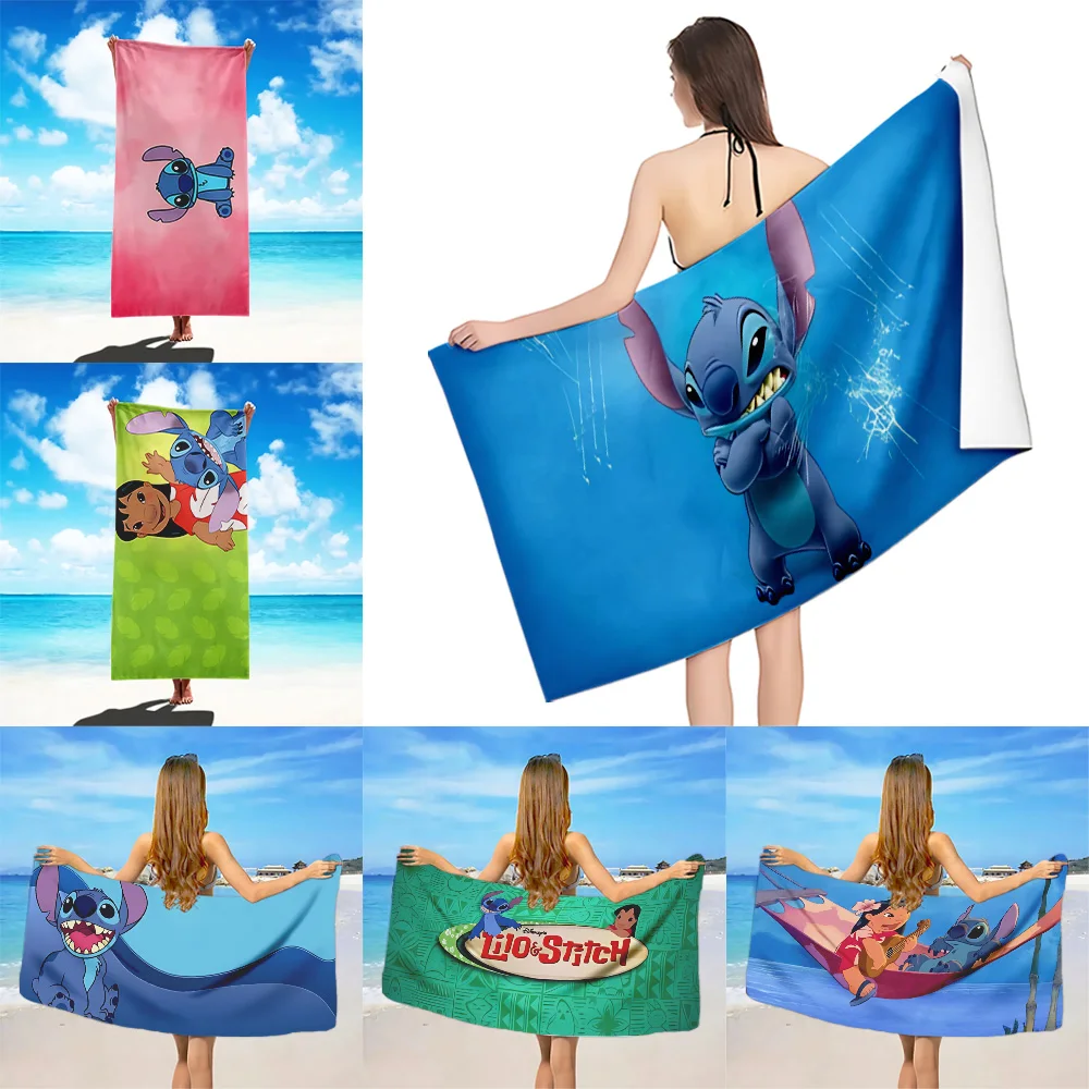 Serviette de plage en microcarence Stitch pour femme, sans sable, séchage rapide, douce, piscine, cadeau pour femme, voyage, salle de sport, douche, camping