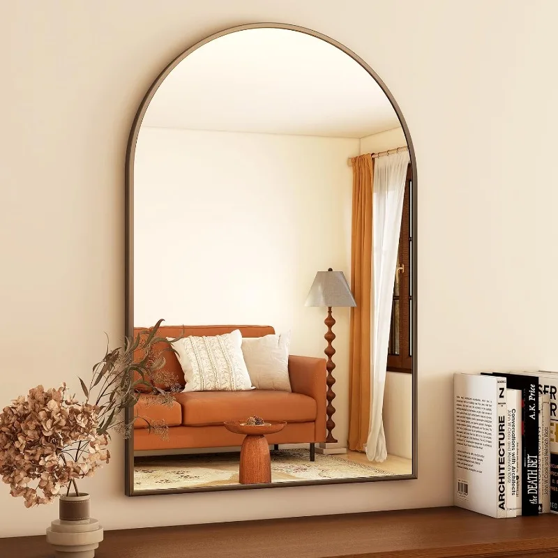 24x36 inch Arch Bathroom Mirror - Arched Bathroom Mirror/Wall Mounted Vanity Mirror - Arch Metal Frame Wall Mirror