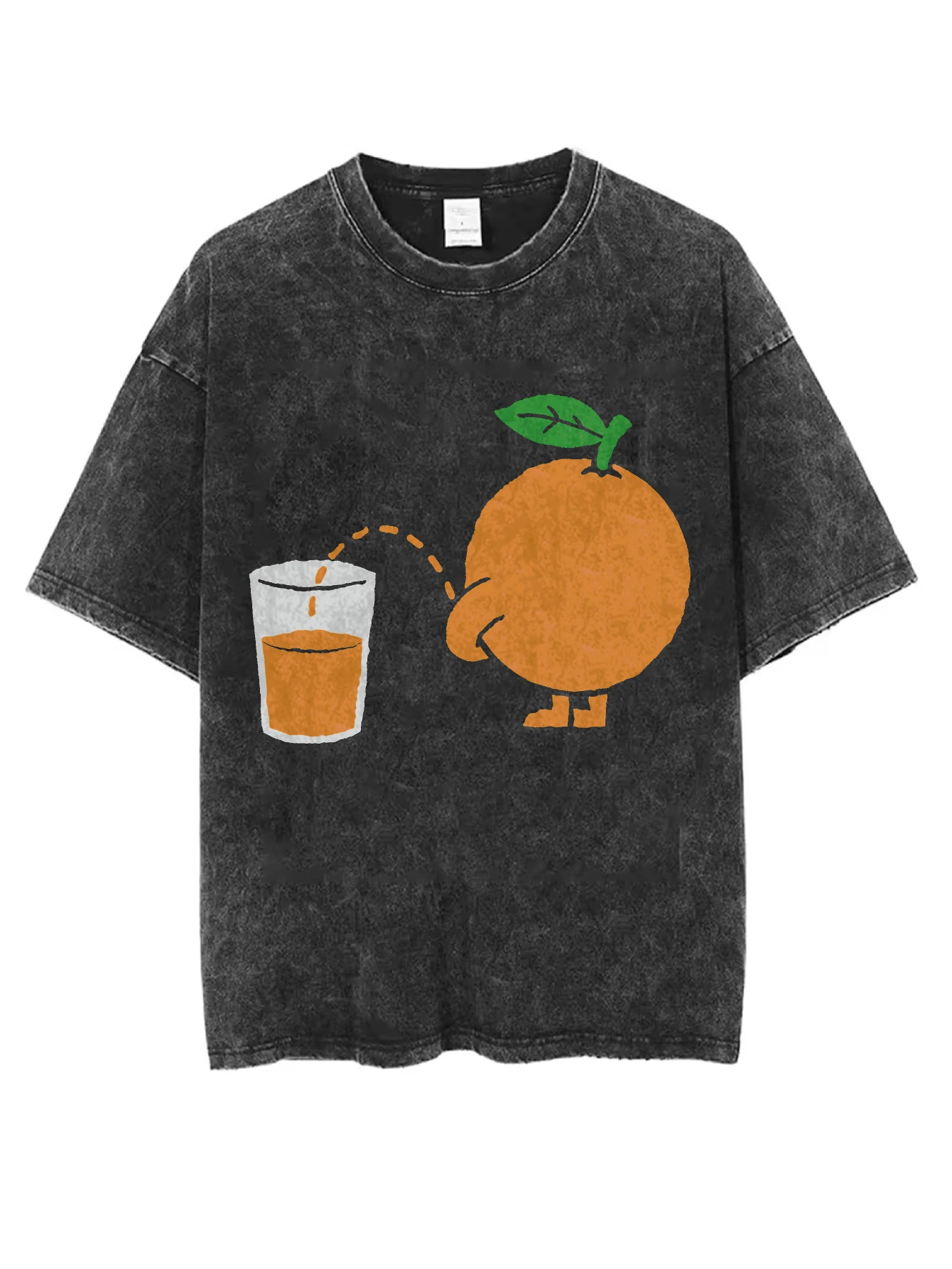 

Мужская и женская черная потертая футболка с круглым вырезом Orange Juice, удобная для зимнего Рождества