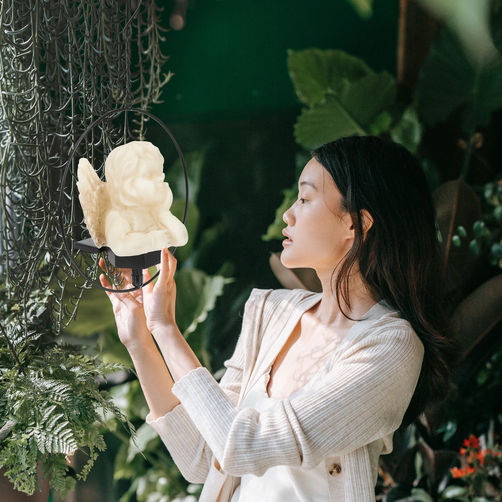 

Efficient Solar Panel Angel Hanging Lamp Waterproof Rustproof Garden Outdoor Light for Yard Lawn Christmas Tree Night Ambience