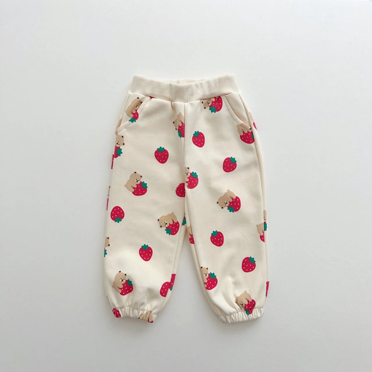 Spring & Autumn Cute Set Baby Girls Fashion Strawberries Pullover Tops + Cotton Sweatpants Boys Loose High Quality Tracksuit