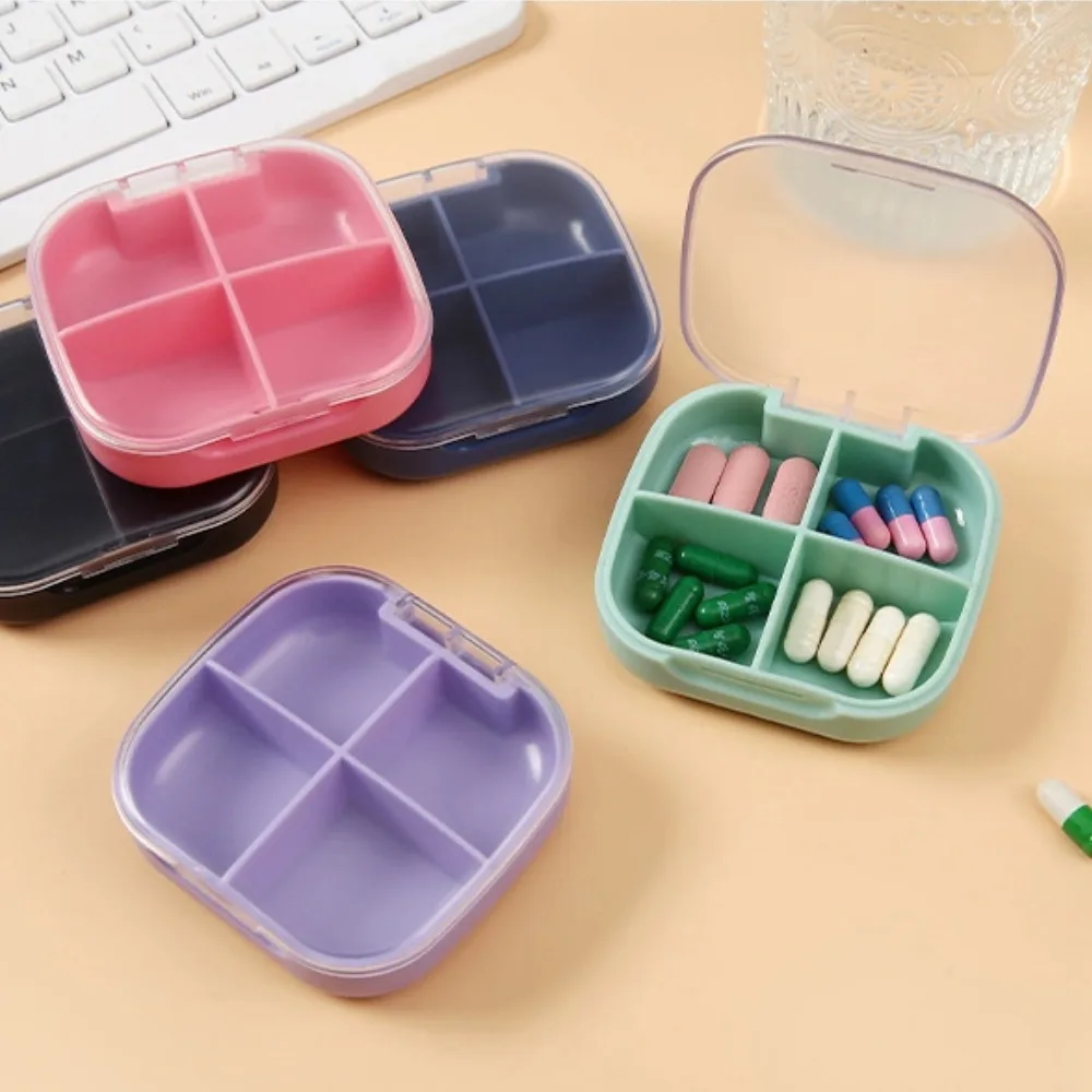 New Hot Premium Portable Travel Small 4 Grids Pill Container Organizer Storage Box Cases Tablets for Vitamin Medicine Fish Oils