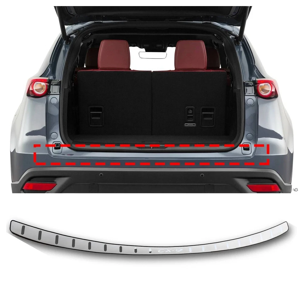 

For Mazda CX-9 CX9 CX 9 2016-2022 2023 Trunk Trim Rear Bumper Protector Car Accessories Stainless Steel Door Sill Scuff Plate