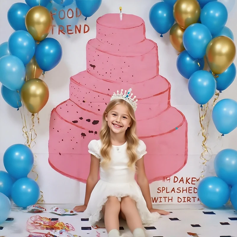 لوحة زيتية ملونة كبيرة جدًا لخلفية كعكة عيد الميلاد، ترتيب مشهد ديكور حفلات أعياد الميلاد للأولاد والبنات #5