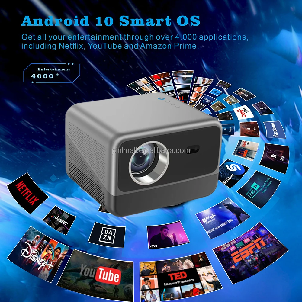 1080P 500ANSI Full 3D High Brightness Android Home Theater Smart 4k Projector Robot