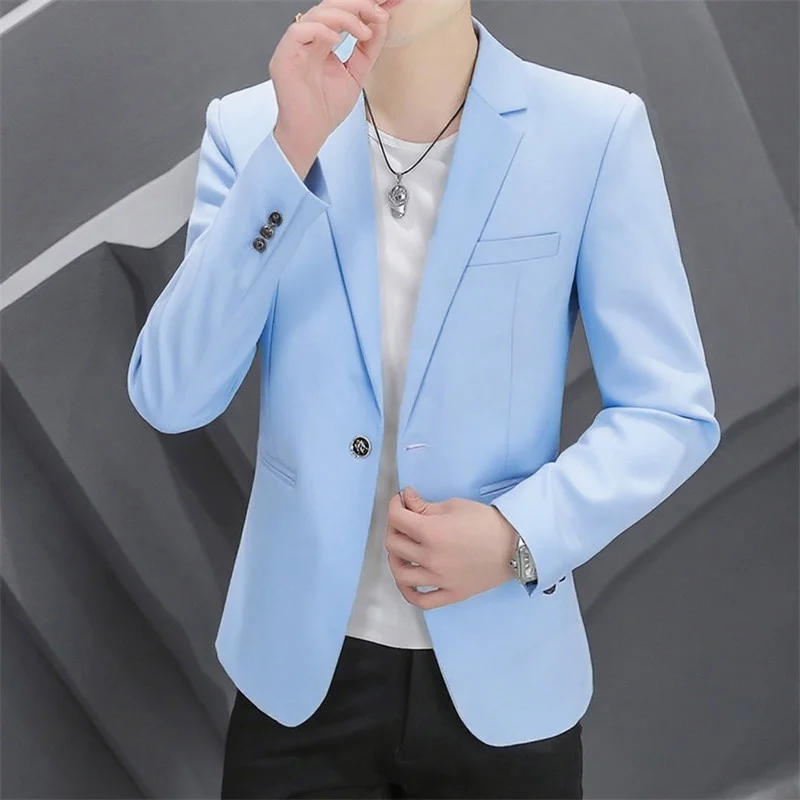 

Men's Sli Casual Versatile Korean Sle Suit Jaet Spring Autumn Personali Trendy Outerwear Polyester Fiber Long Sve