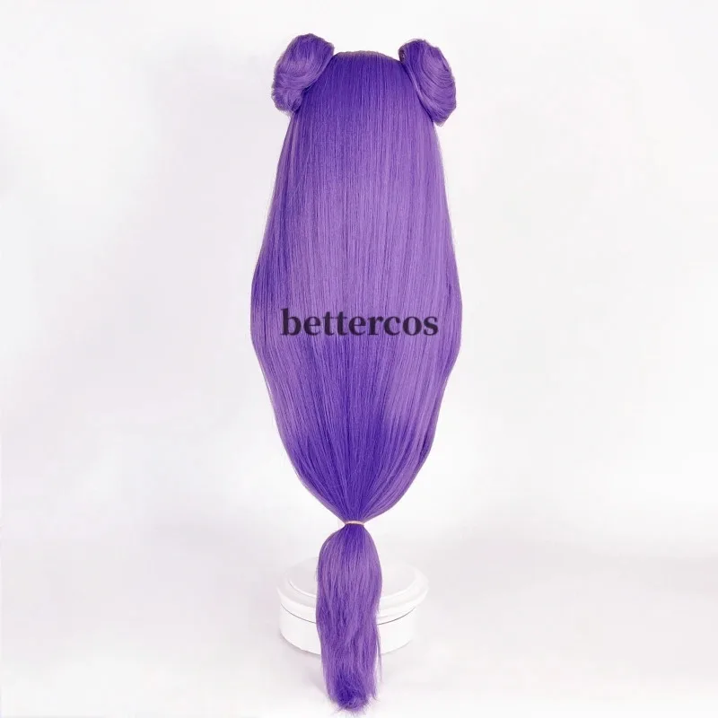 Peluca de champú Anime Ranma 1/2 peluca de Cosplay Ranma Nibun-no-Ichi púrpura bollos largos pelucas de pelo sintético resistentes al calor + gorro de peluca