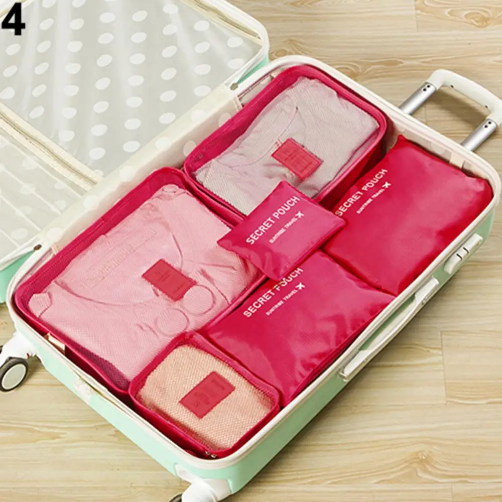 Suitcase Bag Portable Organizer 6 Pcs Travel Storage Bags Large Capacity Luggage