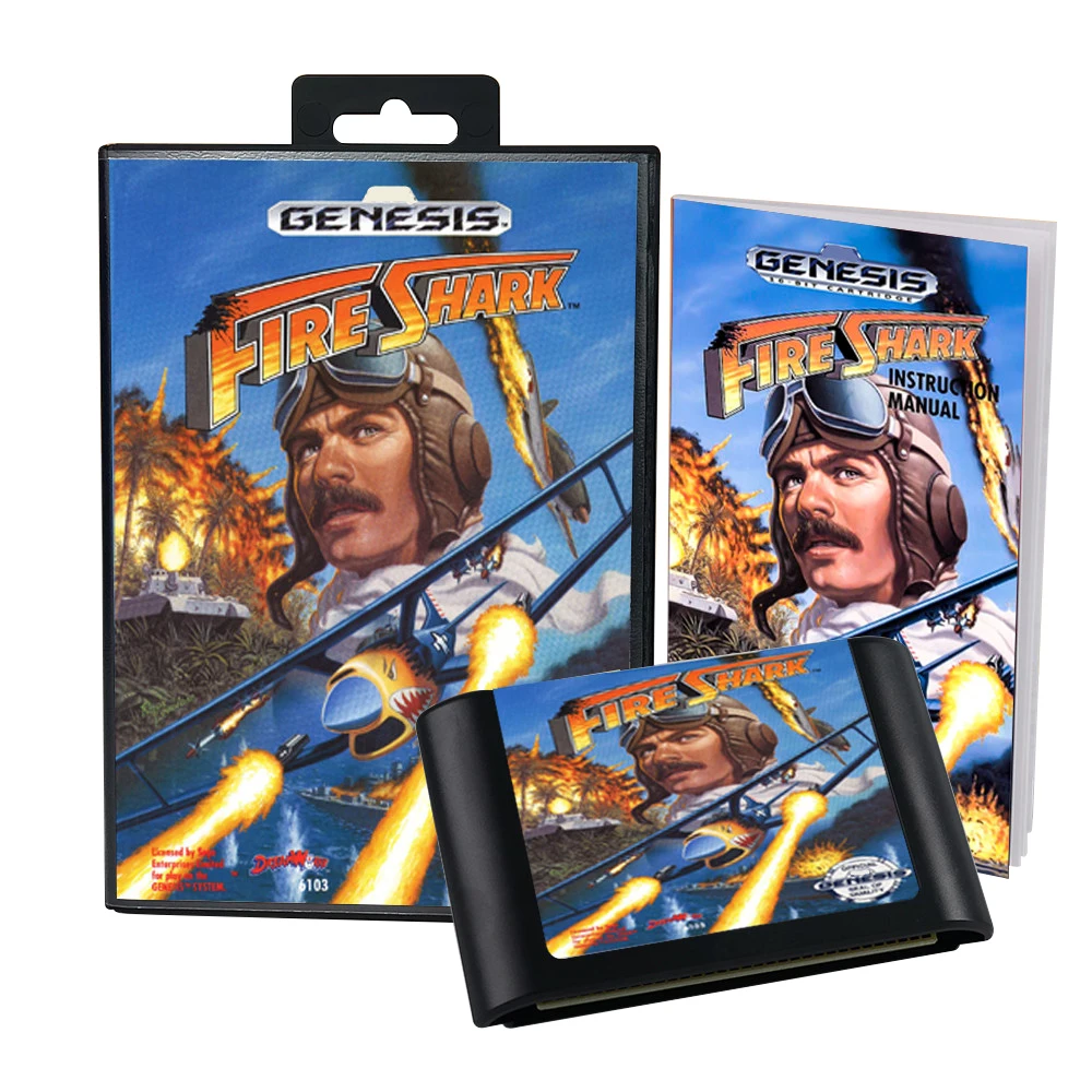 Cartuccia di gioco retrò Fire Shark a 16 bit per console per videogiochi Sega Genesis Megadrive