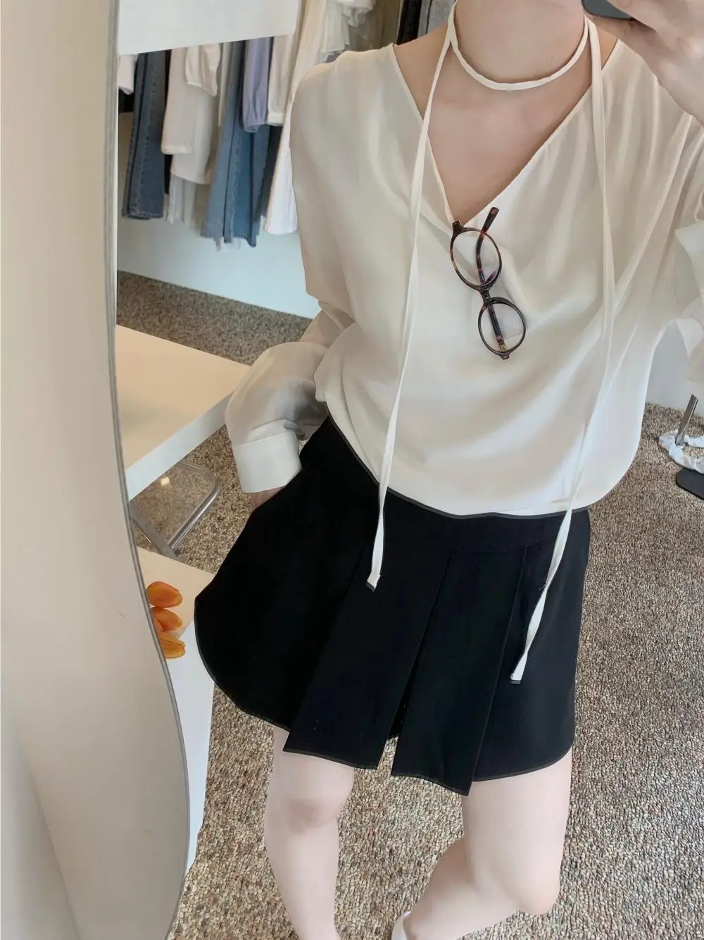 

Ele Chic женский свободный крой и пояс для похудения, футболка из полиэстера, шифона, длинная офисная одежда, чистый цвет