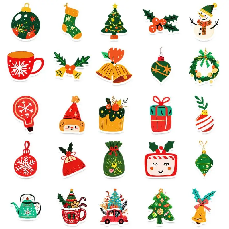 Christmas Stickers 50 Sheet Holiday Stickers for Water Bottles Christmas Decals Waterproof Stickers for Kids Adults Guitar Phone