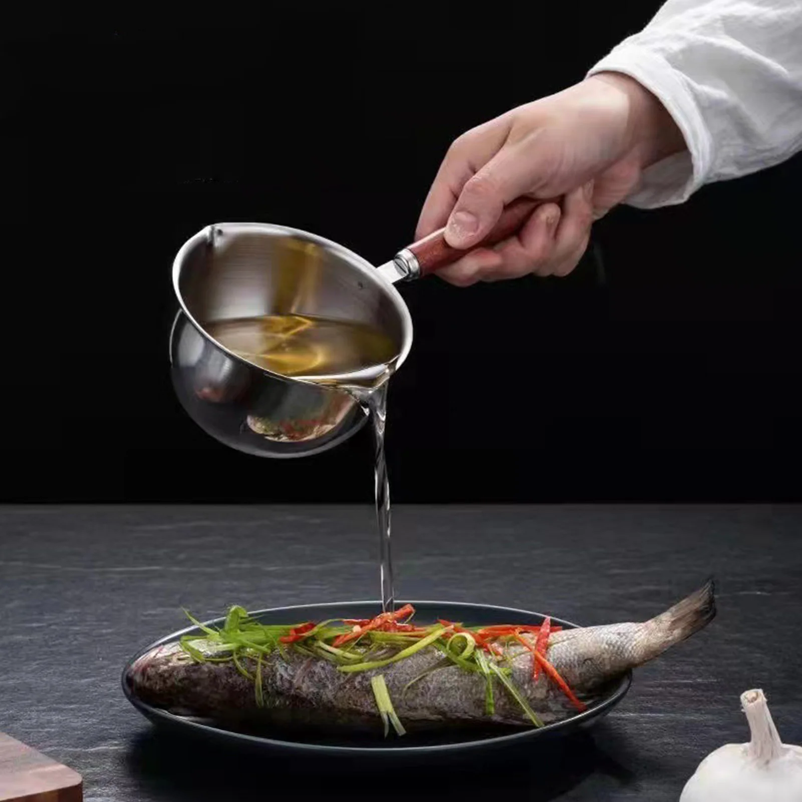 410 Stainless Steel Mini Butter Warmer Pan Small Saucepan for Kitchen 300ml for Butter Oil Milk Heating