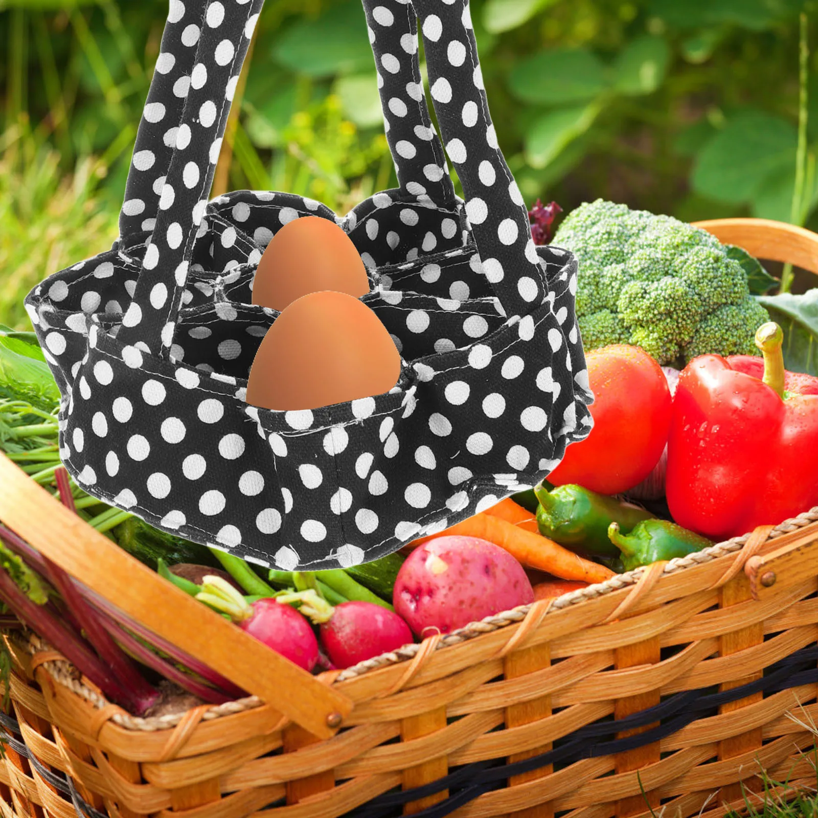 

9 Compartments Egg Collecting Basket Farm Fresh Egg Holder Garden Harvest Basket For Chicken Duck Goose Eggs With