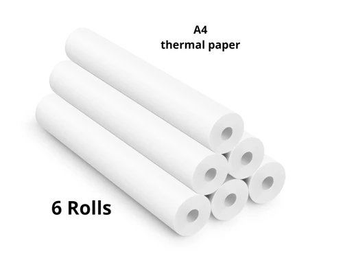 6 rollos de papel térmico A4 de secado rápido para mini impresora más grueso y más brillante y la fuente es más clara para hacer la mejor calidad de impresión