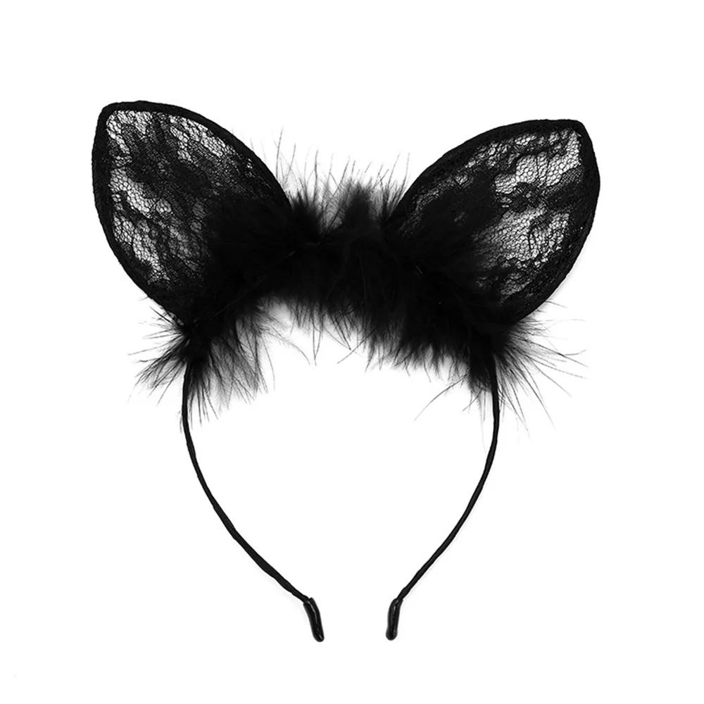 Sexy Lace Feather Rabbit Cat Ears Hoop Hair Accessories Headband Event Dress Up Headband Party Lovely Cosplay Buckle Headwear