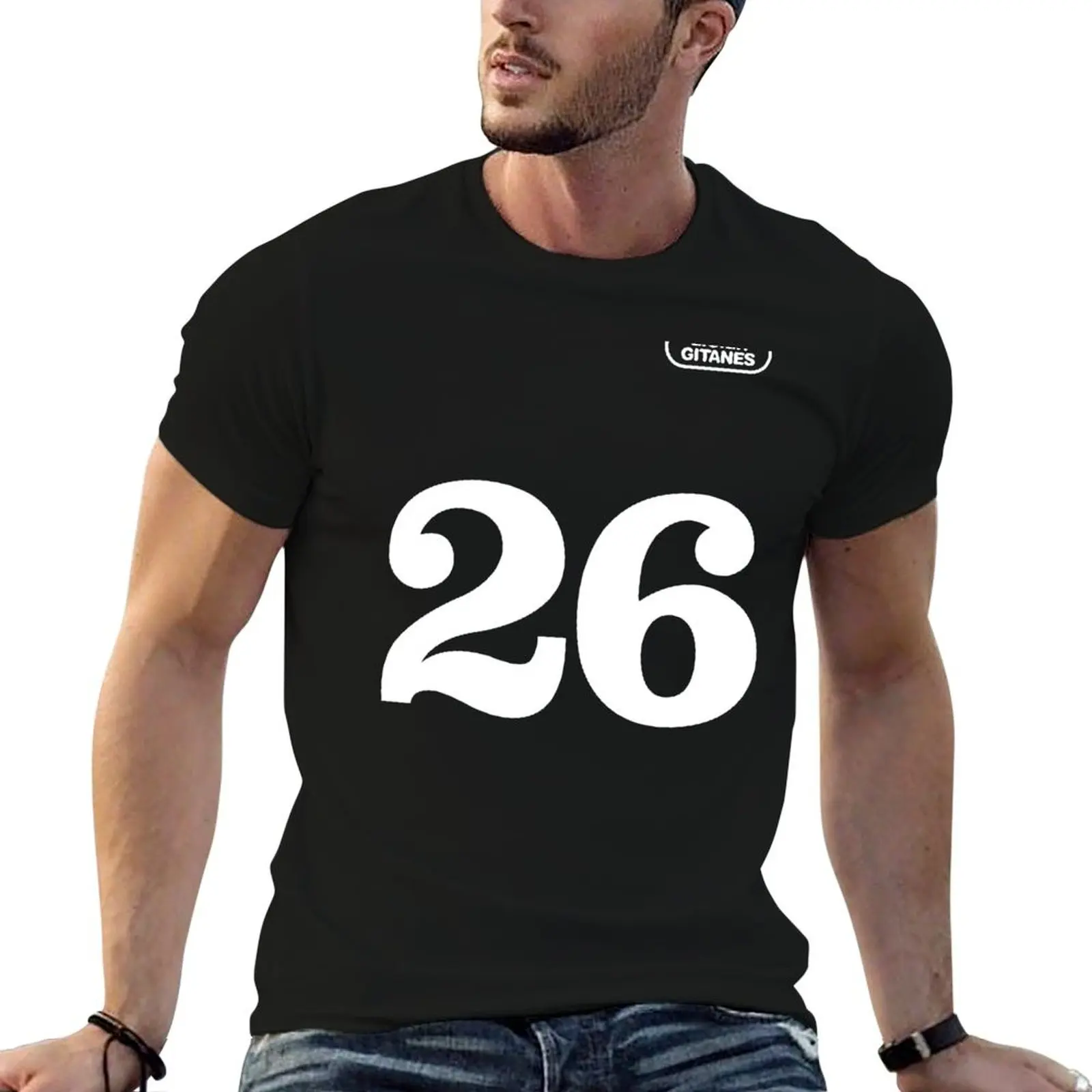 Ligier Gitanes Jacques Laffite, el número sagrado 26! Camiseta blanca con estampado, camiseta de hombre de lujo, camisetas de algodón para hombre