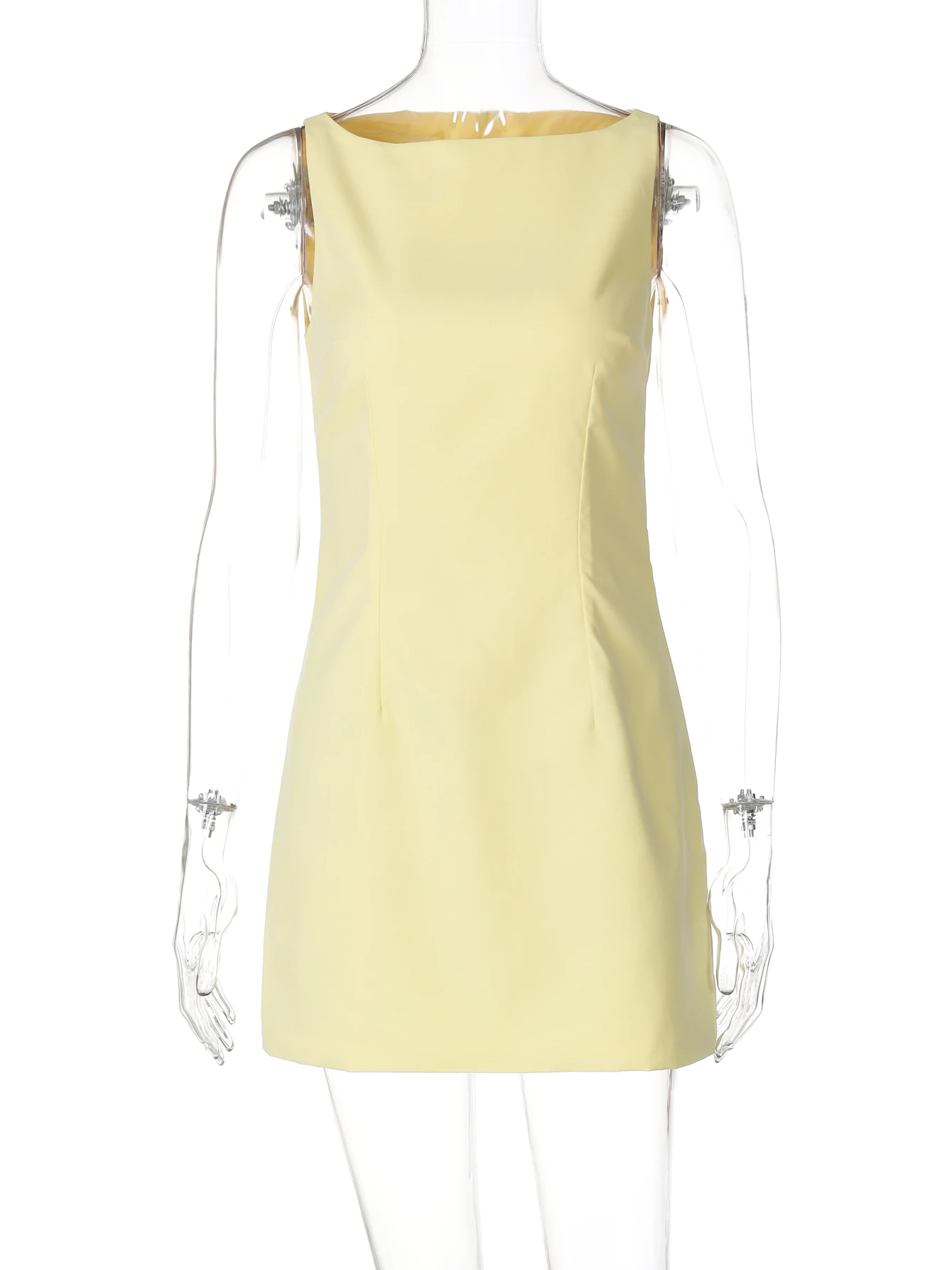 Hugcitar 2024 Élégant Solide O Cou Sans Manches Ligne Brillante Zip Up Sexy Moulante Mini Robe D'été Femmes Y2K Vêtements Fête D'anniversaire