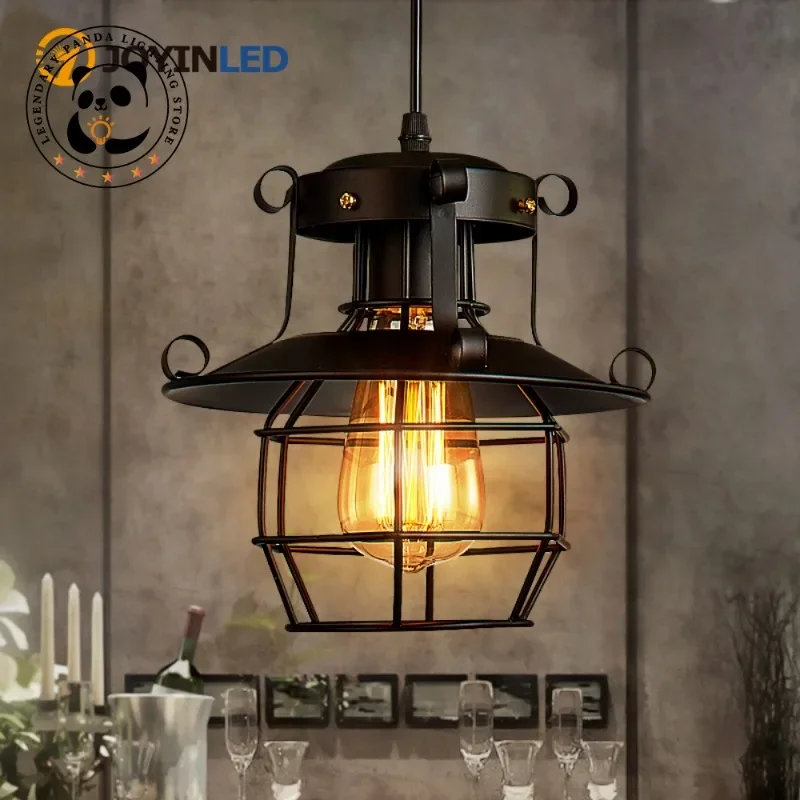 

Nordic Vintage Pendant Light Retro Industrial Metal Cage Luminaria Restaurant Kitchen Loft Bar Living Room Indoor Decor Fixtures