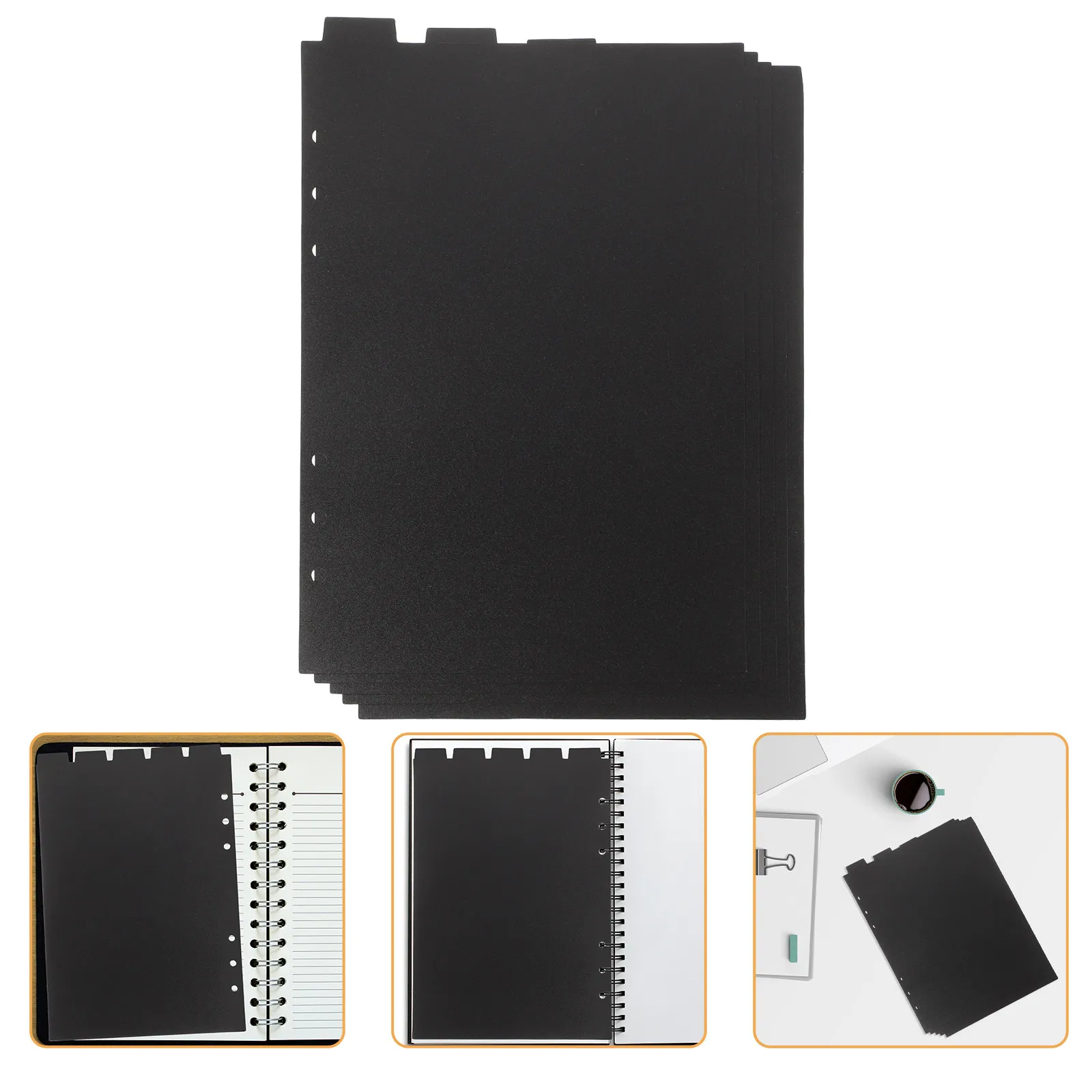 

5Pcs A5 Binder Dividers Black Plastic Tabs for 6 Ring Binder Document Organizer Index Divider Tabs Sheet Protectors