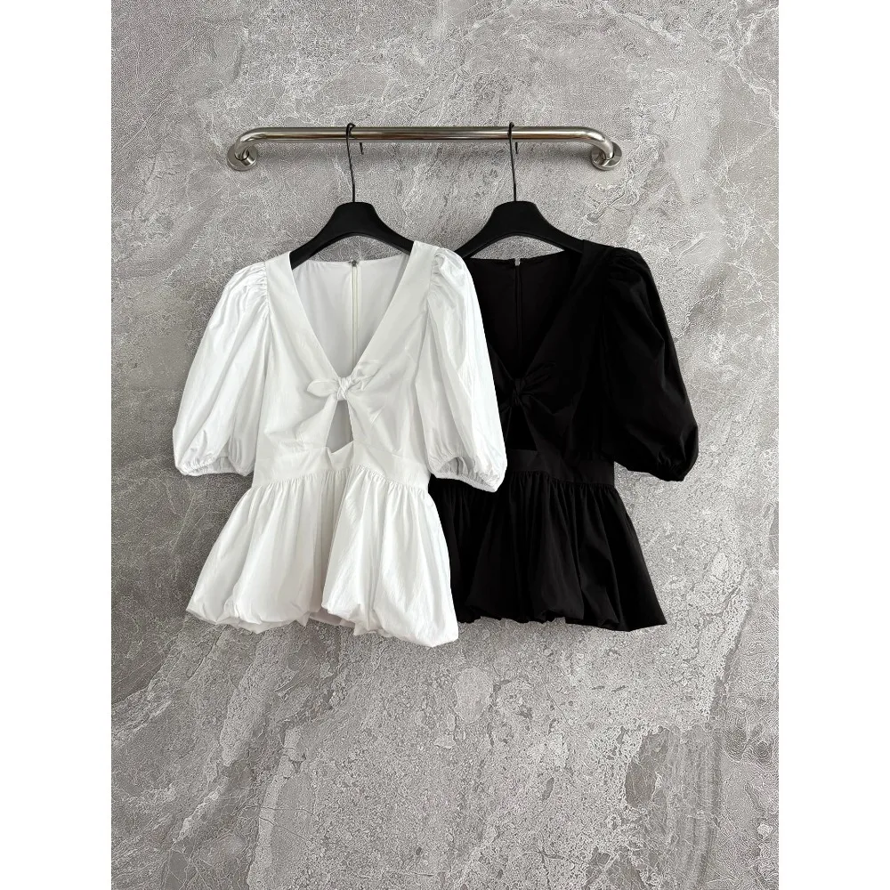 

Black White Short Sleeve Knit Top 2025