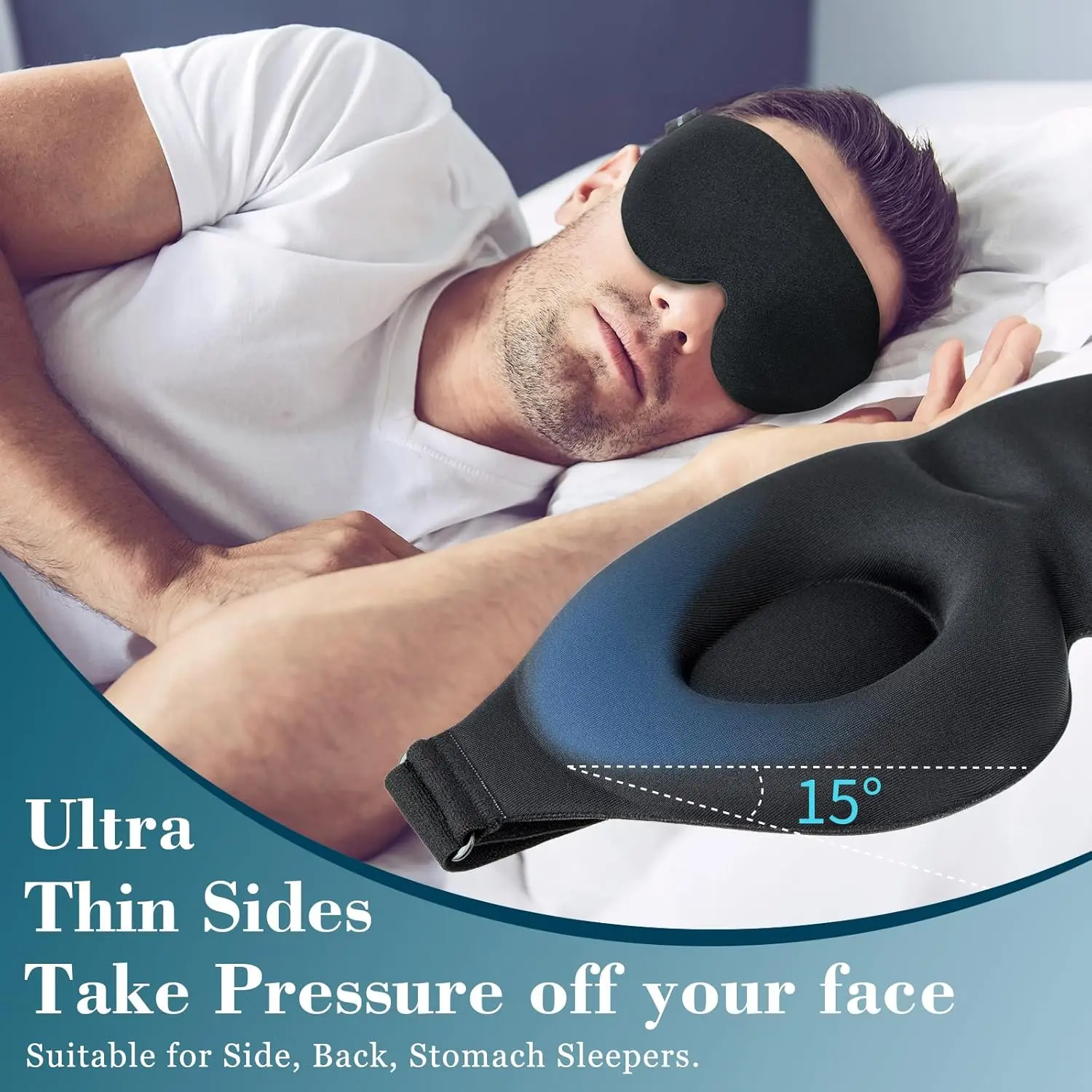 Sleep Mask for Side Sleeper, Light Blocking Sleeping Eye Mask for Women Men, 3D Contoured Cup Night Blindfold, Luxury Eye Cover view 3