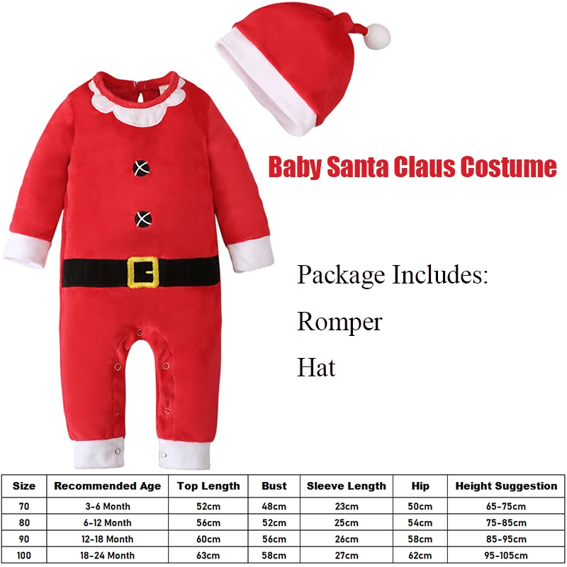 Unisex Langarm-Kleinkind-Weihnachtselfen-Outfit Säuglings-Weihnachts-Fleece-Strampler Neugeborenen-Weihnachtsmann-Kostüm – Detail 1