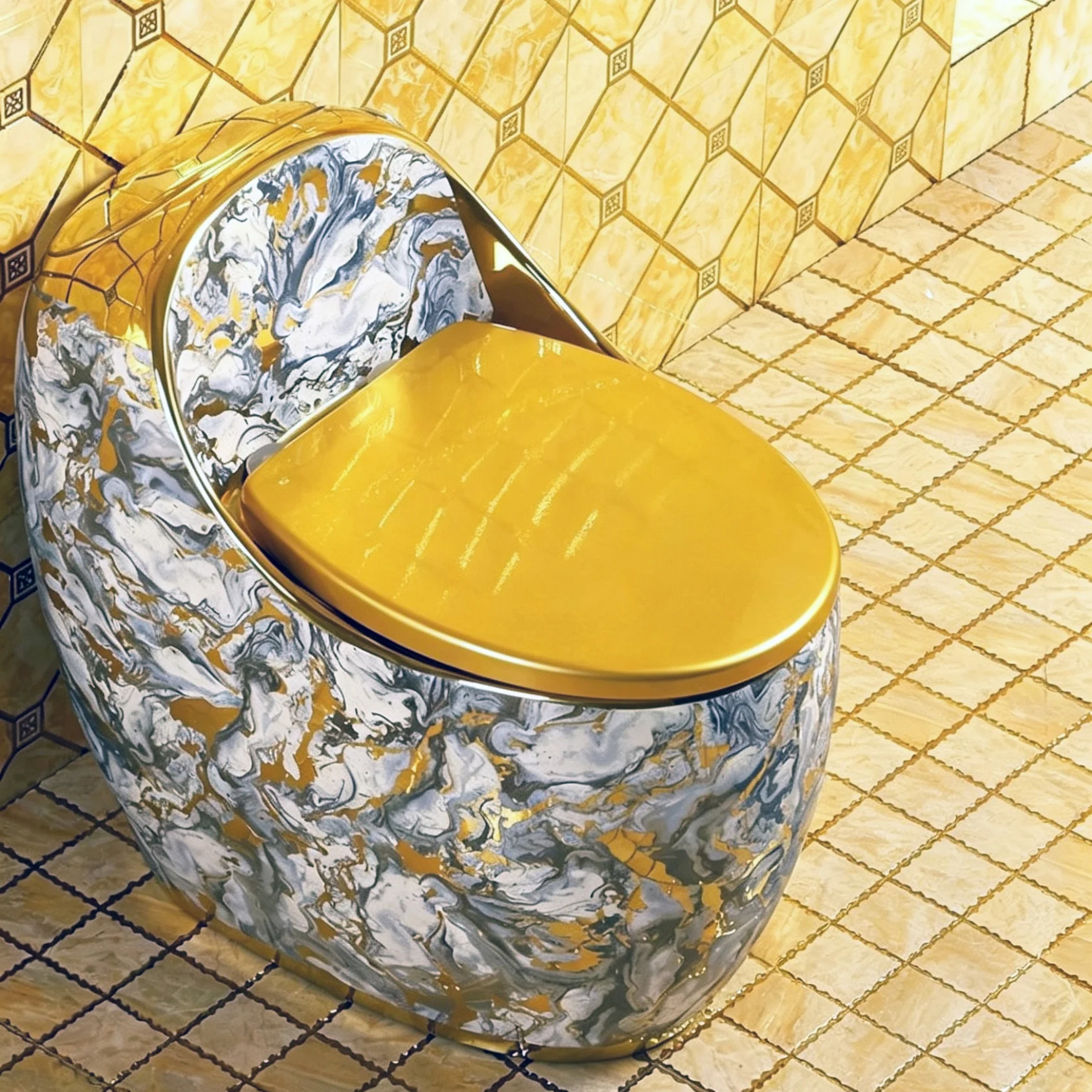 

Luxury Bathroom Sanitary Ware Golden Wc Ceramic Floor One Piece Bathroom Gold Green Inodoro Toilet