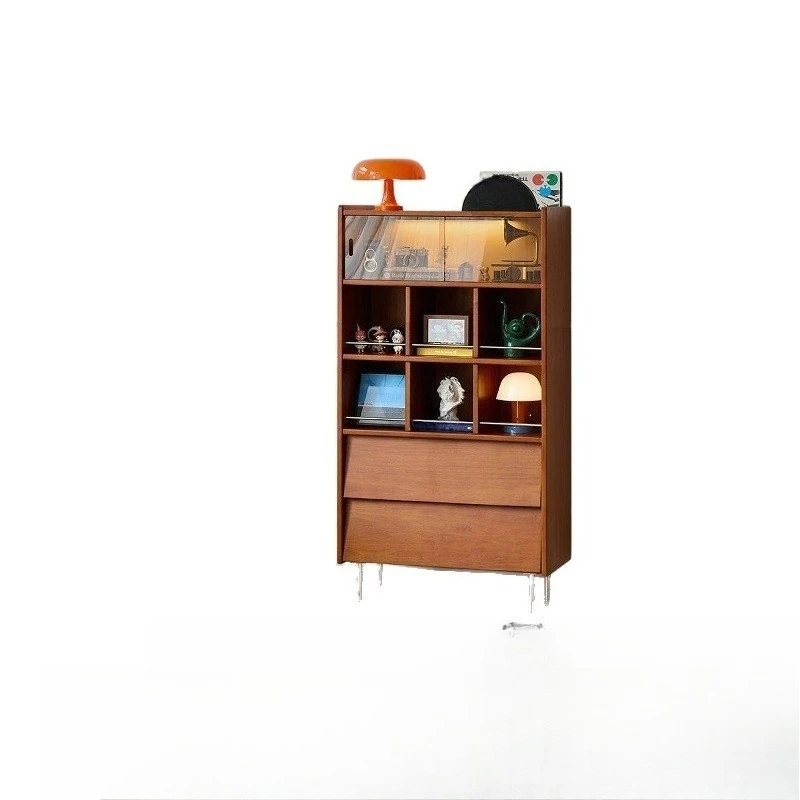 

antique display cabinet household living room magazine cabinet record cabinet retro bookcase glass door storage locker