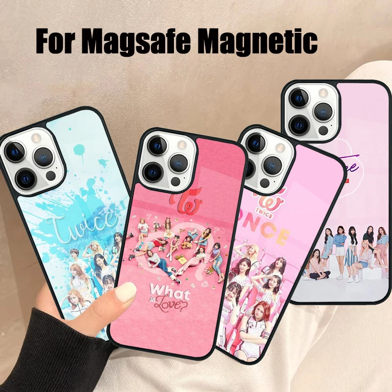 T-Twice Character Magsafe Phone Case For iPhone 16 15 14 13 12 11 Pro Max Plus Mirror Wireless Magnetic Cover