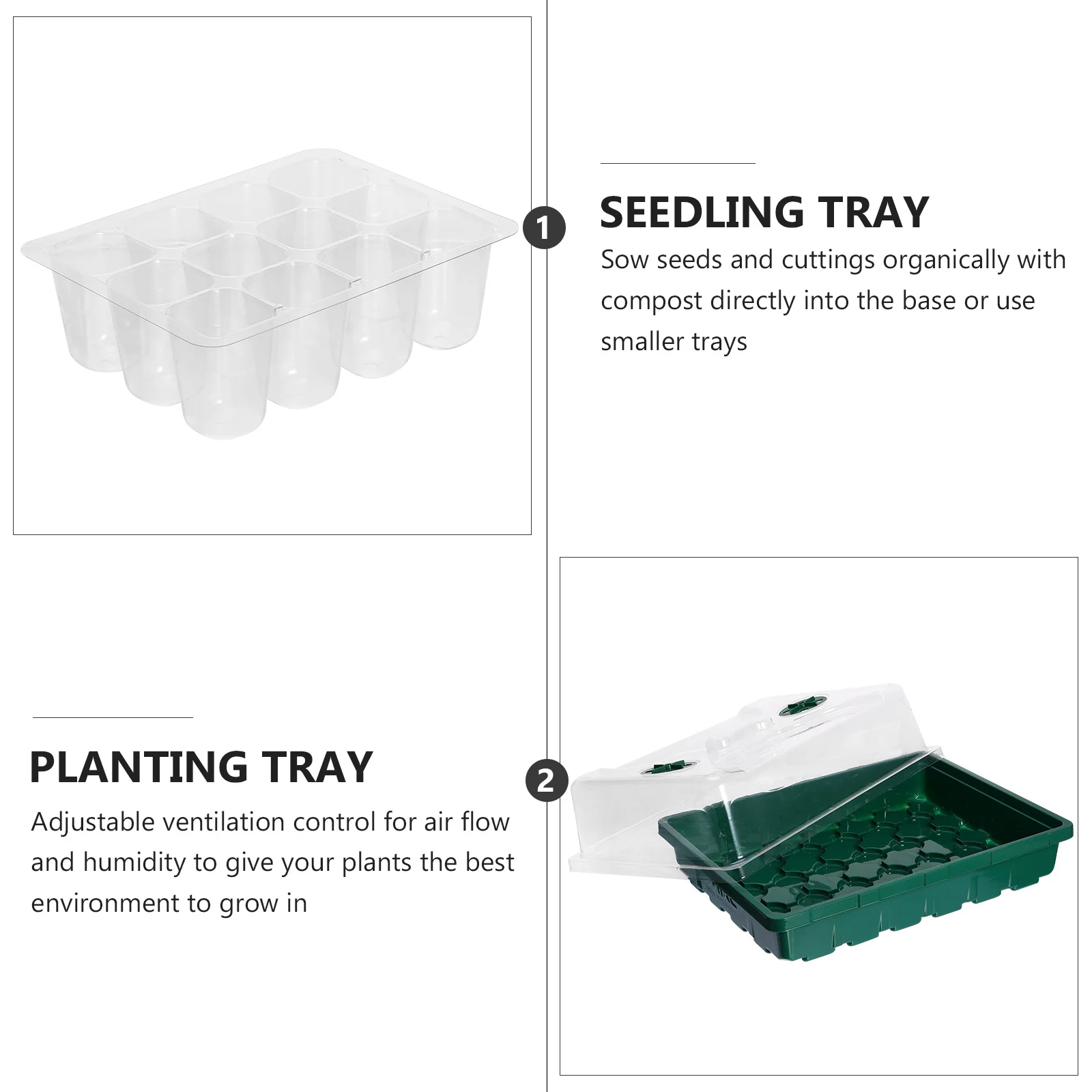 

1Set Large Propagator Height Extender Garden Sprouter Tray Adjustable Ventilation Plant Germination Hydroponic Nursery Tray