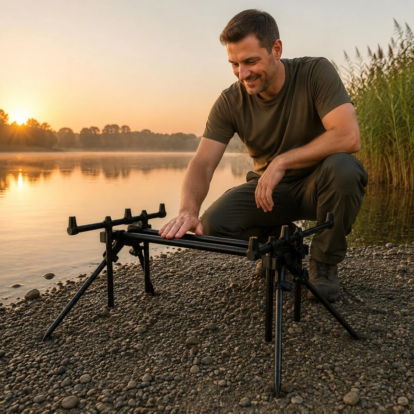 3 Rod Pod Stand Adjustable Tripod Rod Pod Fishing Pole Holder Portable Rustproof