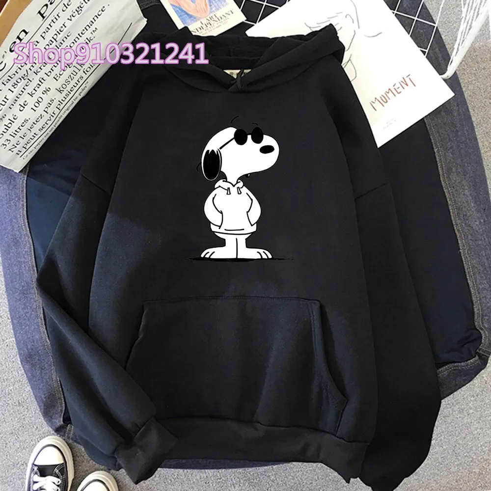 New Simple Daily Hoodies Women Vintage Y2k Aesthetic Snoopy Graphic Sweatshirts Y2k Youth Casual Tops Cartoon Graphic Clothing